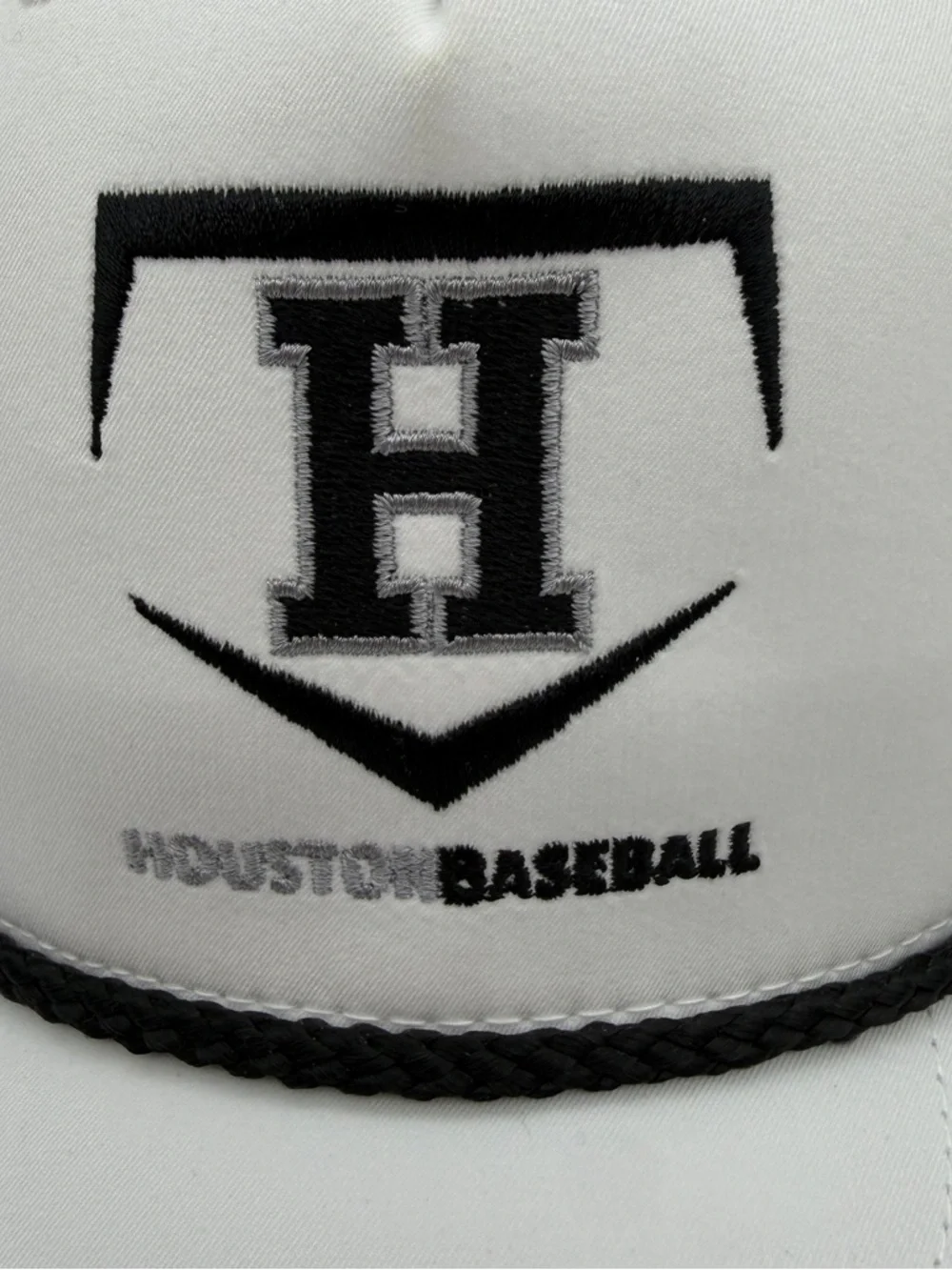 Houston Baseball Logo Five Panel Cap SnapBack White w/ Black Cord Richardson 25B